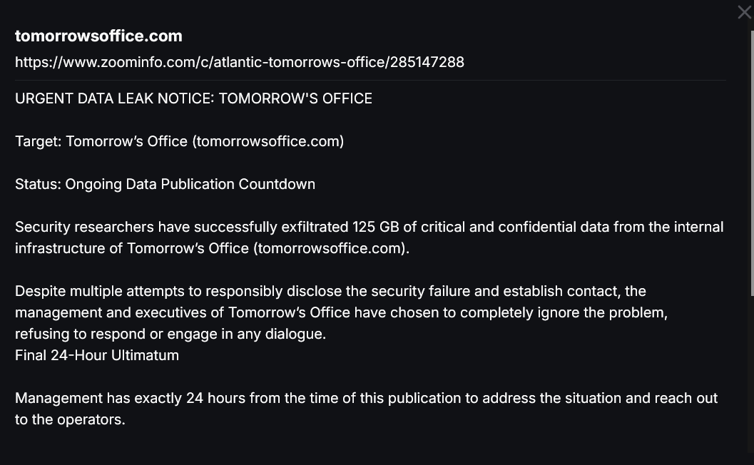 Atlantic Tomorrow’s Office falls victim to CHAOS ransomware