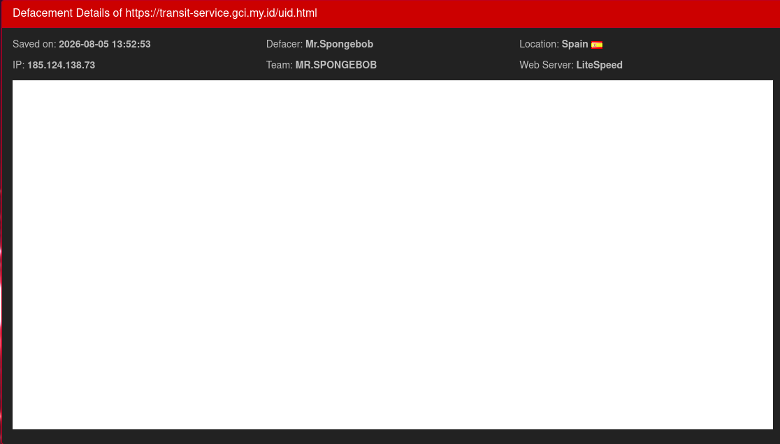 Mr.Spongebob targets the website of transit-service.gci.my.id
