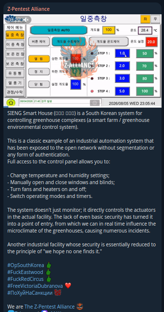 Alleged unauthorized access to an unidentified Smart Building Management System in South Korea