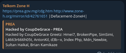 Telkom Zone H targets the website of PREA