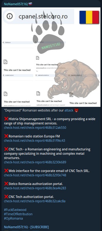 NoName targets the website of Stelco Romania SRL