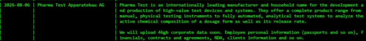 Pharma Test Apparatebau AG Falls Victim to Akira Ransomware