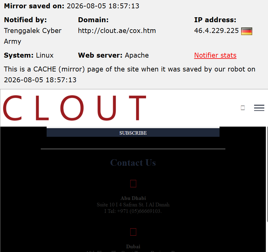 Trenggalek Cyber Army targets thee website of Clout