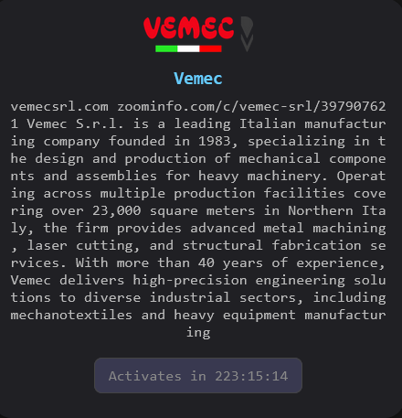 Vemec S.r.l. Falls Victim to The Gentlemen Ransomware