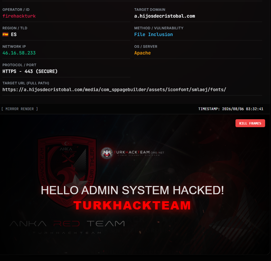 TurkHackTeam targets the website of Sons of Cristóbal