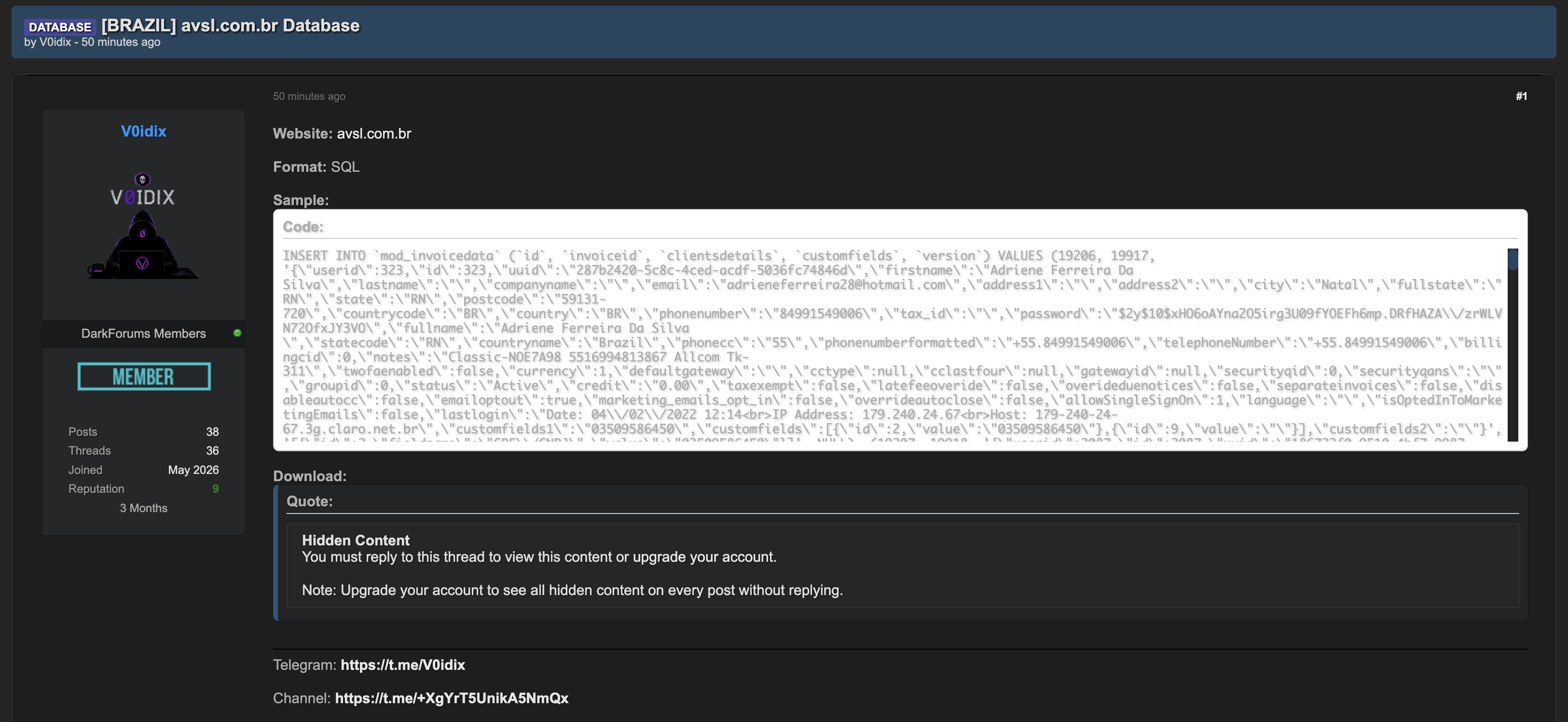 Alleged data breach of AVSL
