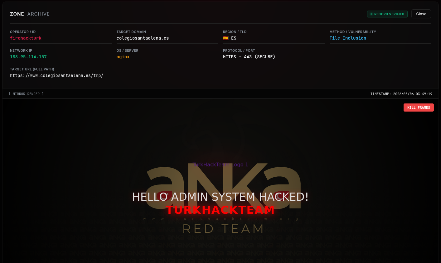 firehackturk targets the website of Colegio Santa Elena