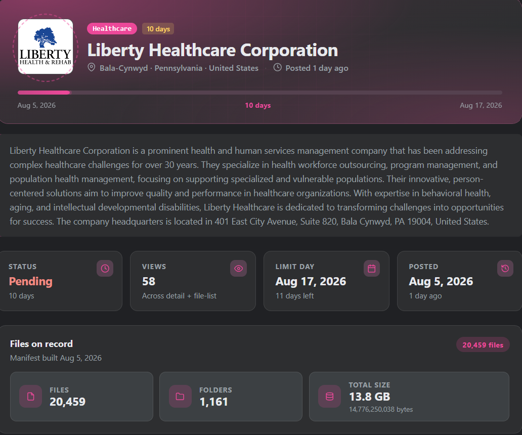 Liberty Healthcare Corporation falls victim to Storm ransomware