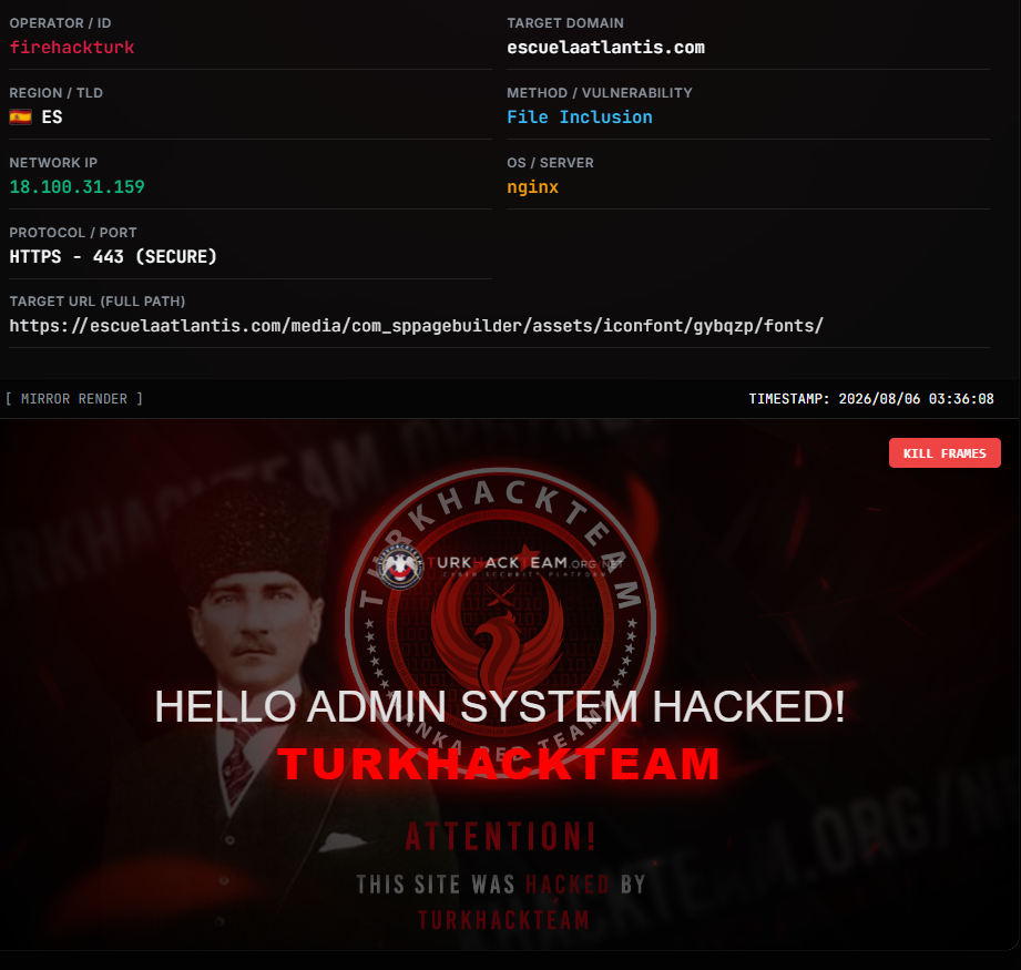 TurkHackTeam targets the website of Atlantis School