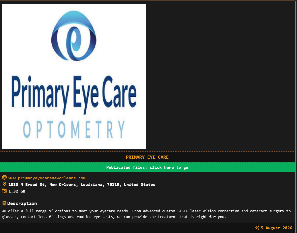 Primary Eyecare falls victim to DragonForce Ransomware