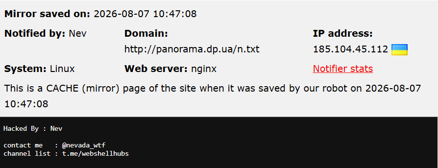 Nev targets the website of Panorama