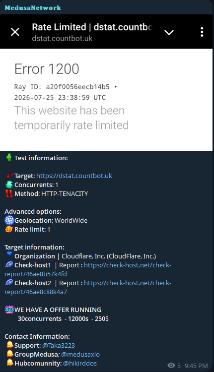 Medusa Network targets the website of CountBot