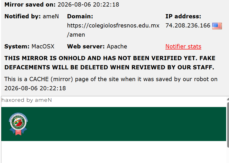 ameN targets the website of Colegio Los Fresnos
