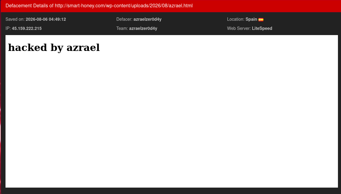 azraelzer0d4y targets the website of Smart Honey