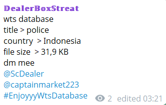 Alleged Sale of Indonesian Police Database