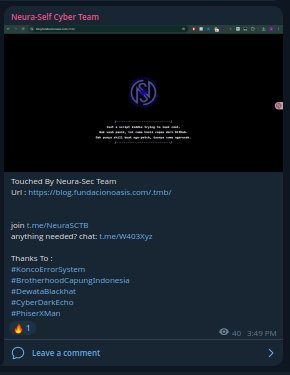 Neura Self Cyber Team targets the website of Fundación Oasis