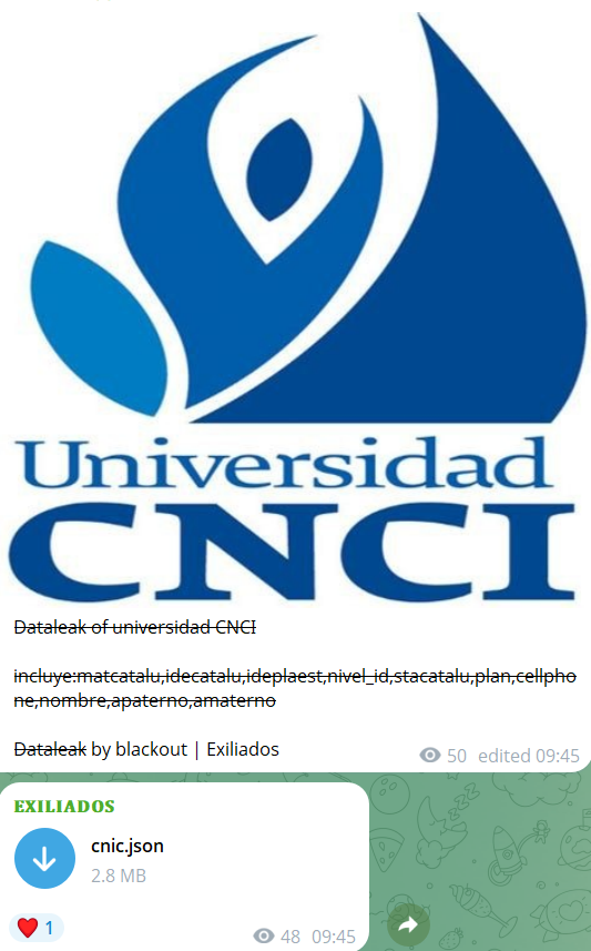 Alleged data leak of Universidad CNCI