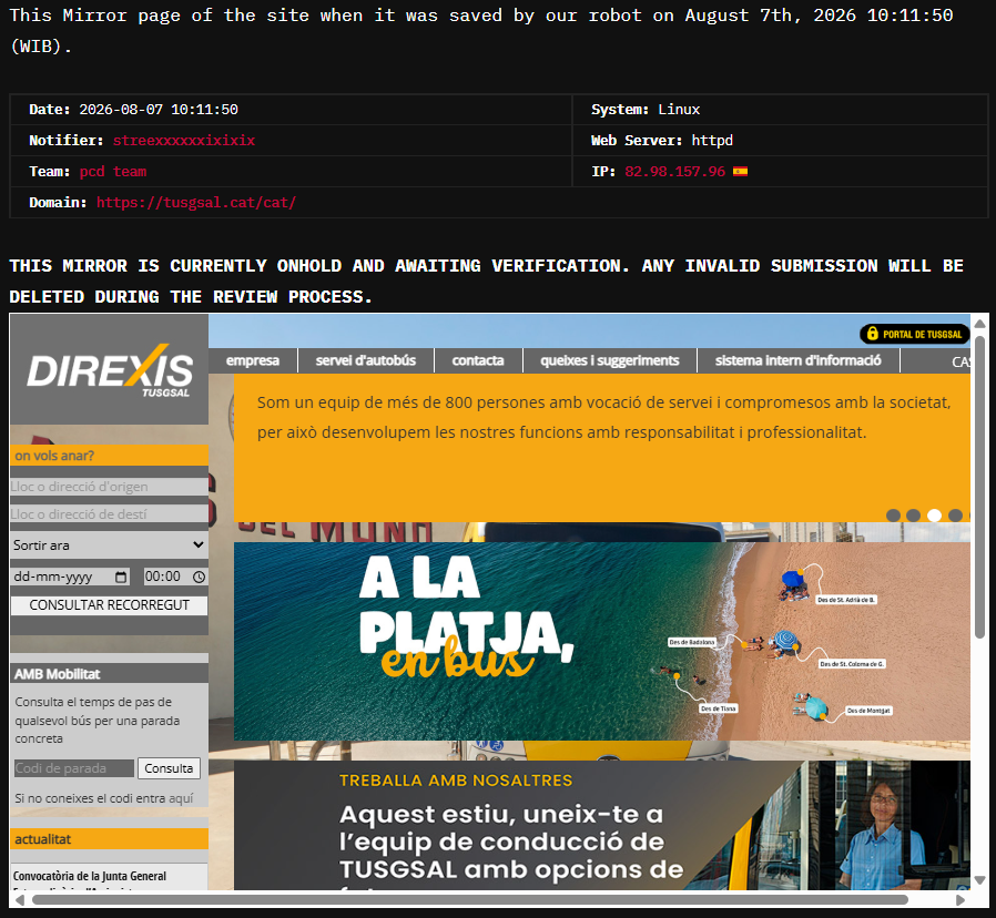 pcd team targets the website of Urban Transport and General Services, Labor Public Limited Company