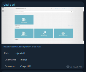 Alleged leak of Unauthorized login credentials to Carpet Creations