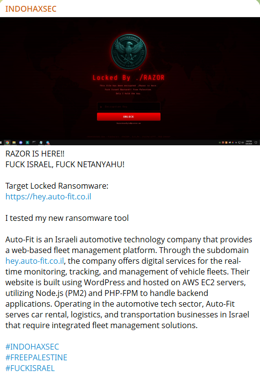 INDOHAXSEC targets the website of AutoFit