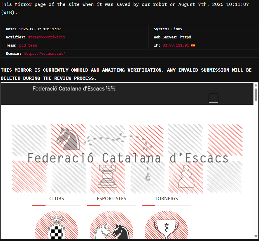 pcd team targets the website of Catalan Chess Federation