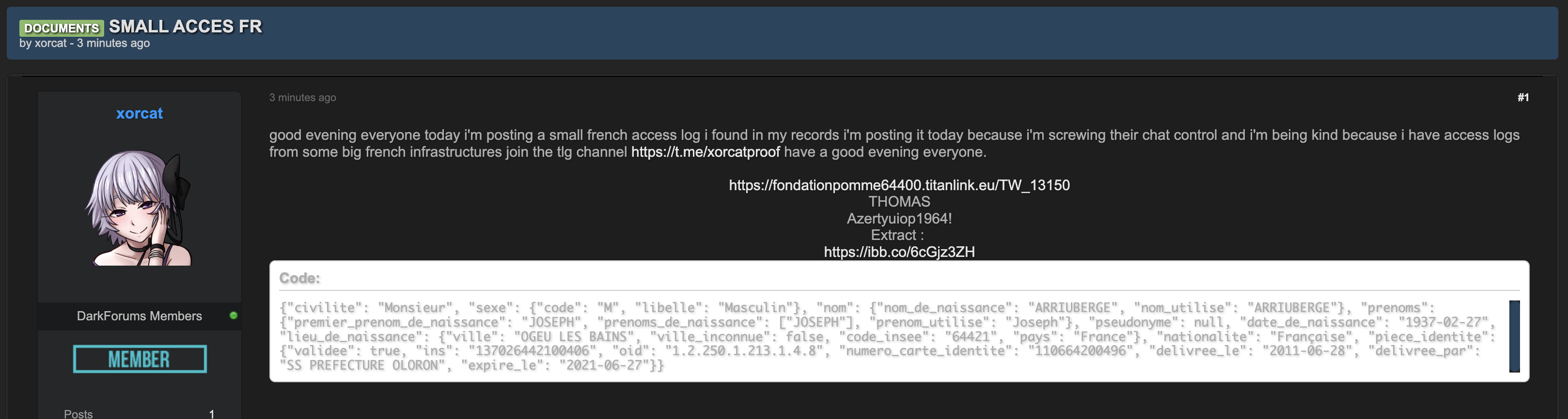Alleged data breach of Fondation Pomme 64400