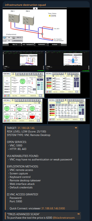 Alleged Unauthorized Access to an unknown SCADA system.