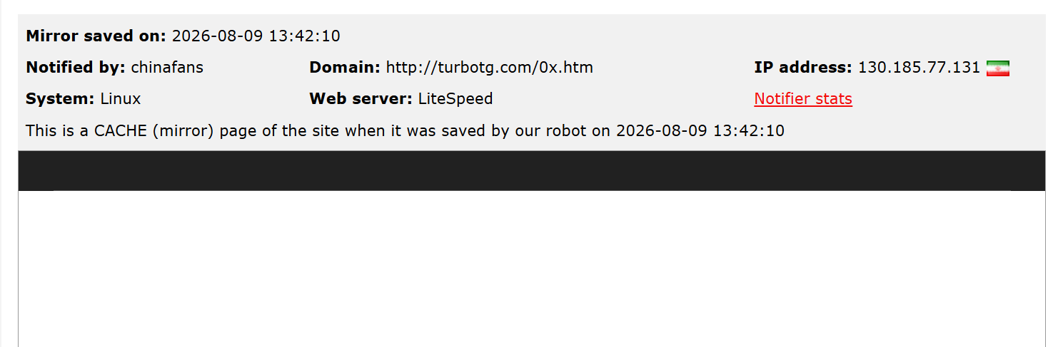 chinafans targets the website of Turbo Tavan Afza Asia