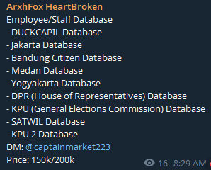 Alleged sale of the Yogyakarta Employee Database