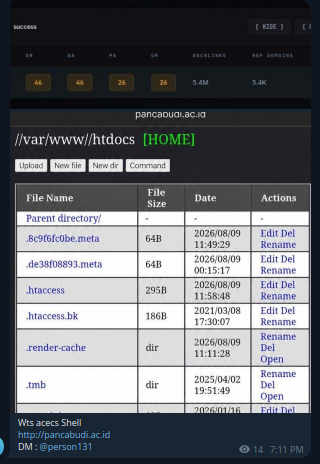 Alleged sale of unauthorized Web shell access to Universitas Pembangunan Panca Budi