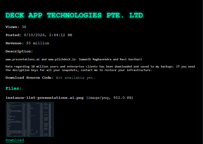 Deck App Technologies Private Limited Falls Victim to UnSafe Ransomware