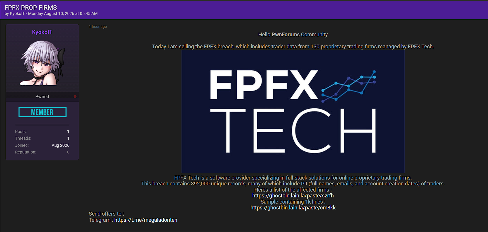 Alleged Data Leak of FPFX Tech