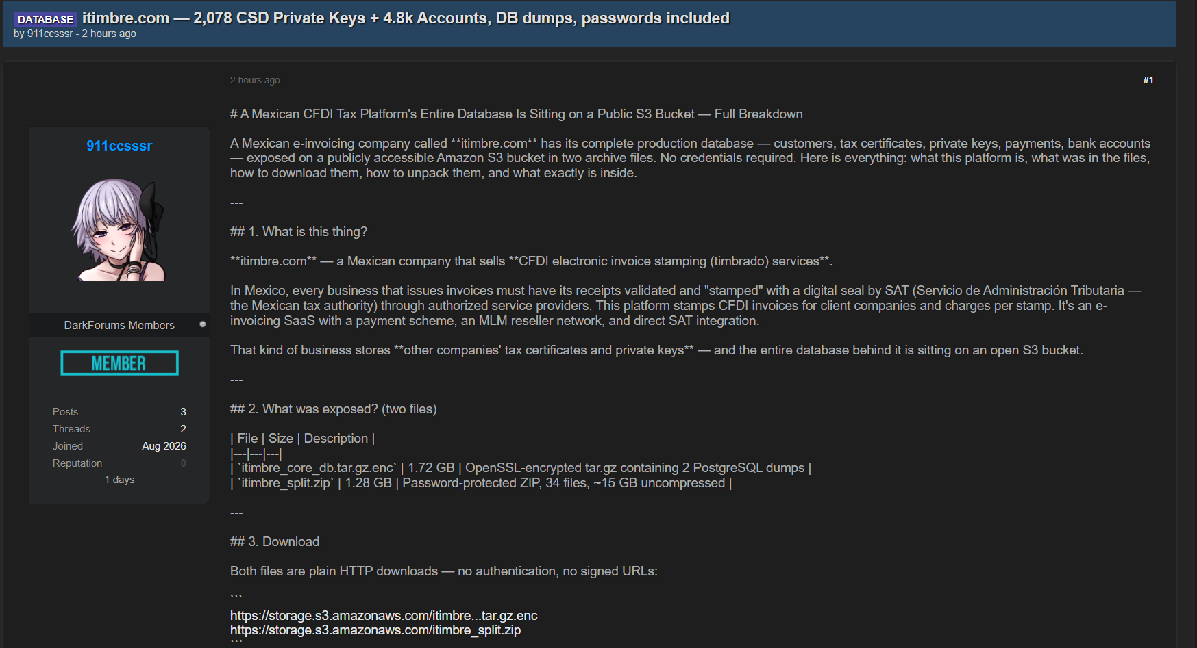 Alleged data breach of iTimbre