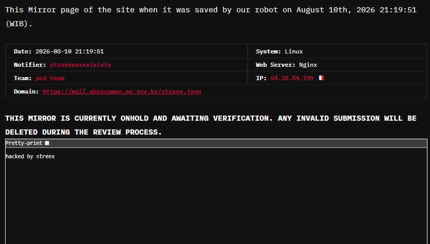 pcd team targets the website of webmail portal of Abre Campo