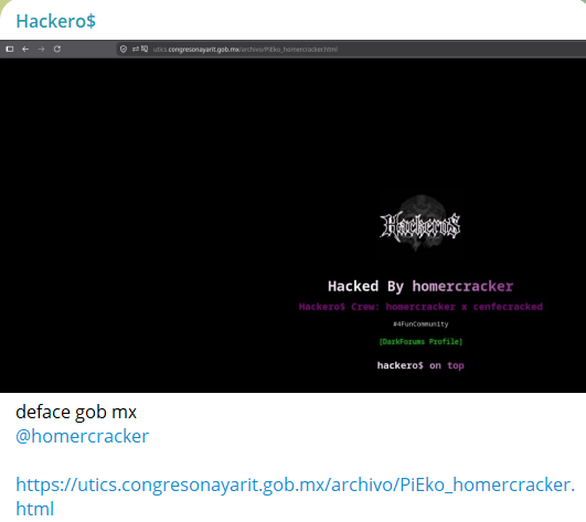 Hackero$ targets the website of Congreso del Estado de Nayarit