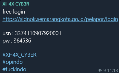 Alleged unauthorized login access to Semarang City Government