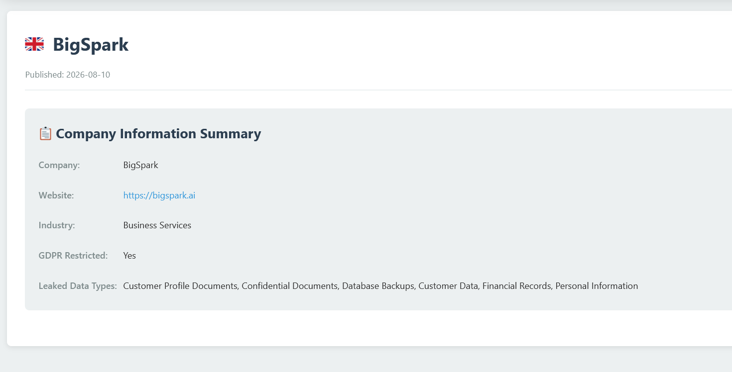 bigspark Falls Victim to DireWolf Ransomware