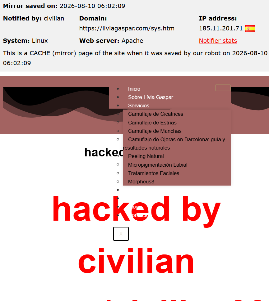 civilian targets the website of Lívia Gaspar