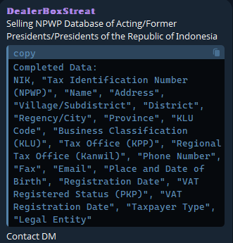 Alleged sale of data from NPWP