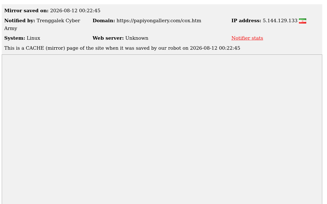 Trenggalek Cyber Army targets the website of Papiyon Gallery