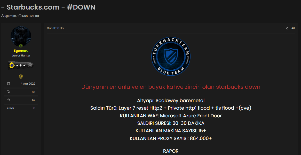 Egemen. targets the website of Starbucks