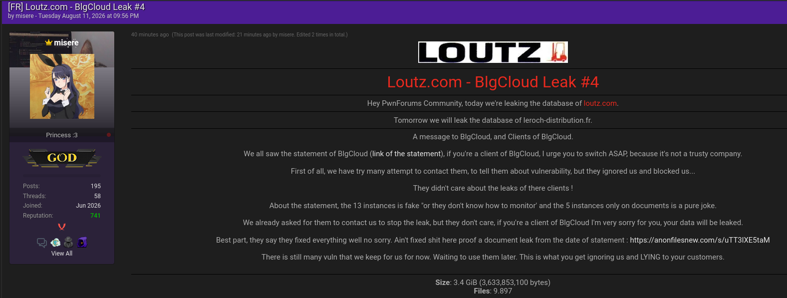 Alleged data breach of Loutz