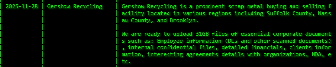 Gershow Recycling成为Akira勒索软件的受害者
