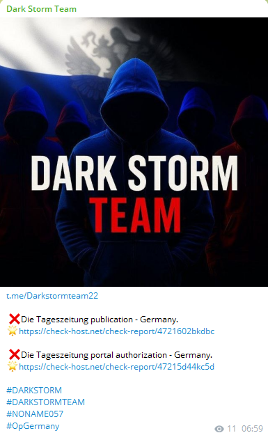 Dark Storm Team targets the website of Die Tageszeitung