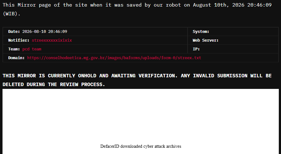 pcd team targets the website of Public Ethics Council of the State of Minas Gerais (CONSET/MG)
