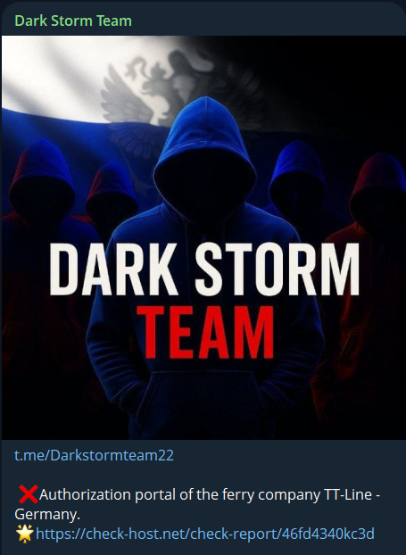Dark Storm Team targets the website of TT-Line