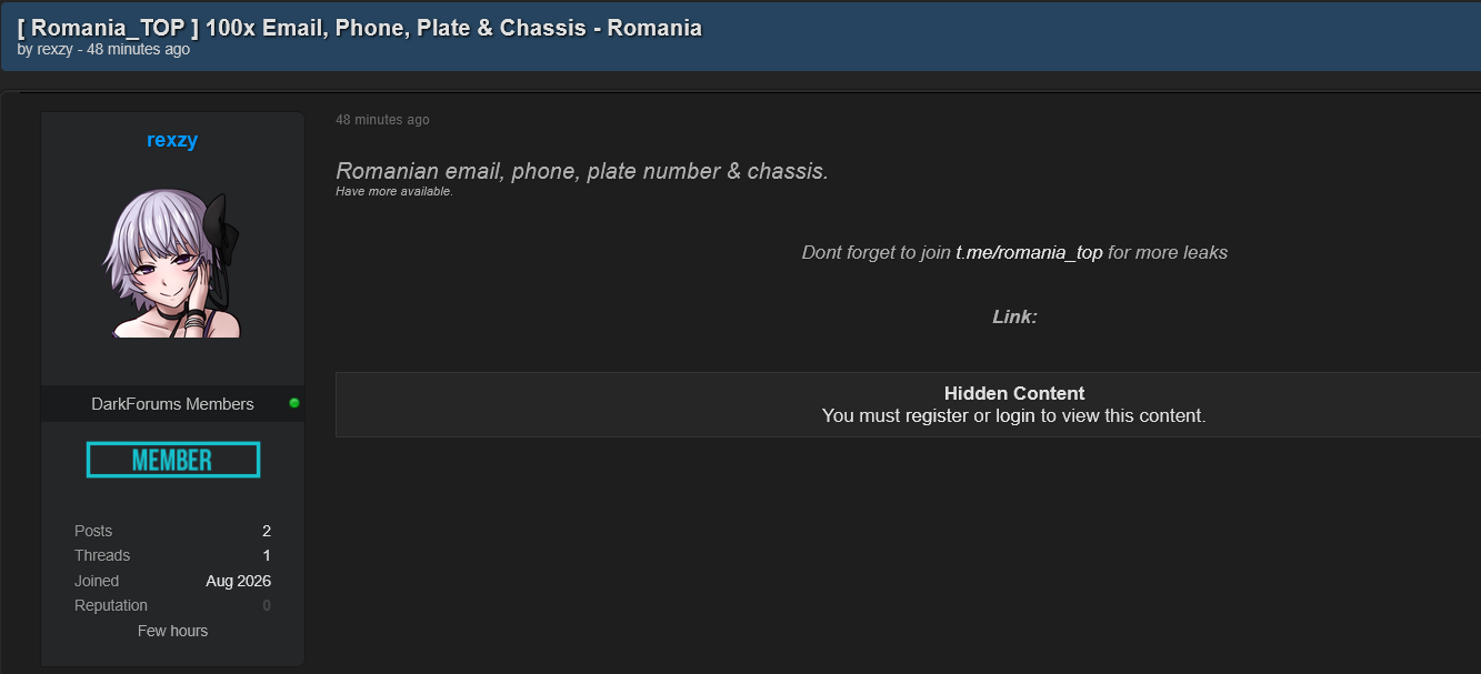 Alleged Data Leak of Romanian Individuals’ Records Database