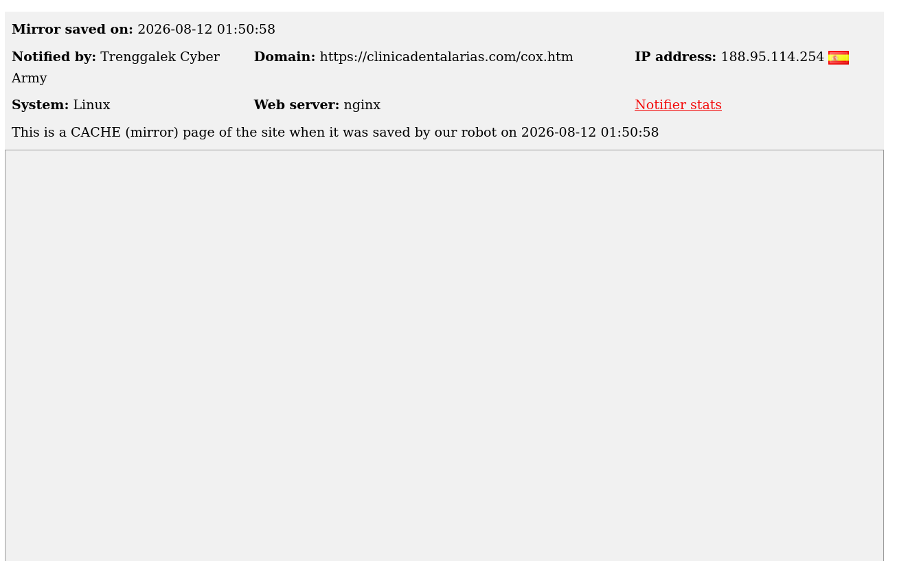 Trenggalek Cyber Army targets the website of Clínica Dental Dr. Arias