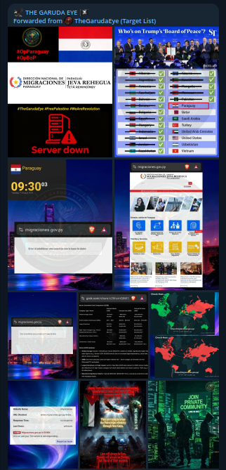 THE GARUDA EYE targets the website of Dirección Nacional de Migraciones Paraguay
