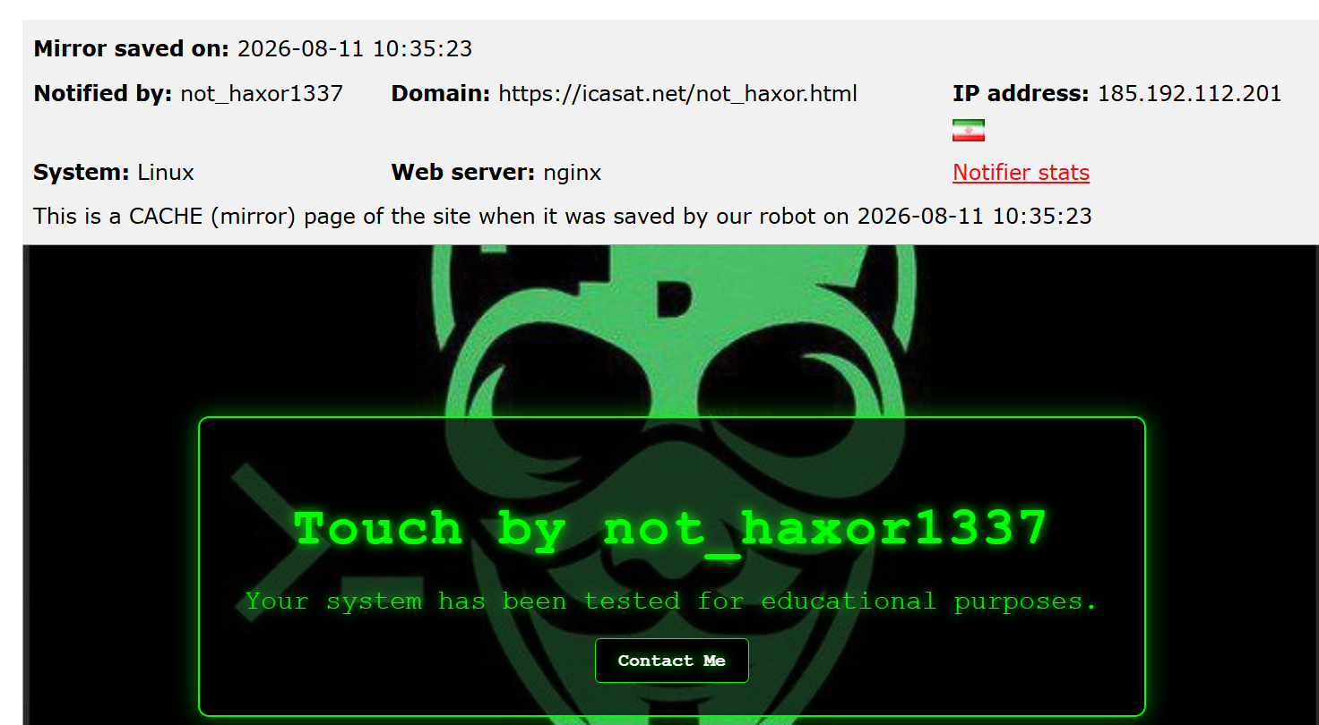 not_haxor1337 targets the website of ICASAT